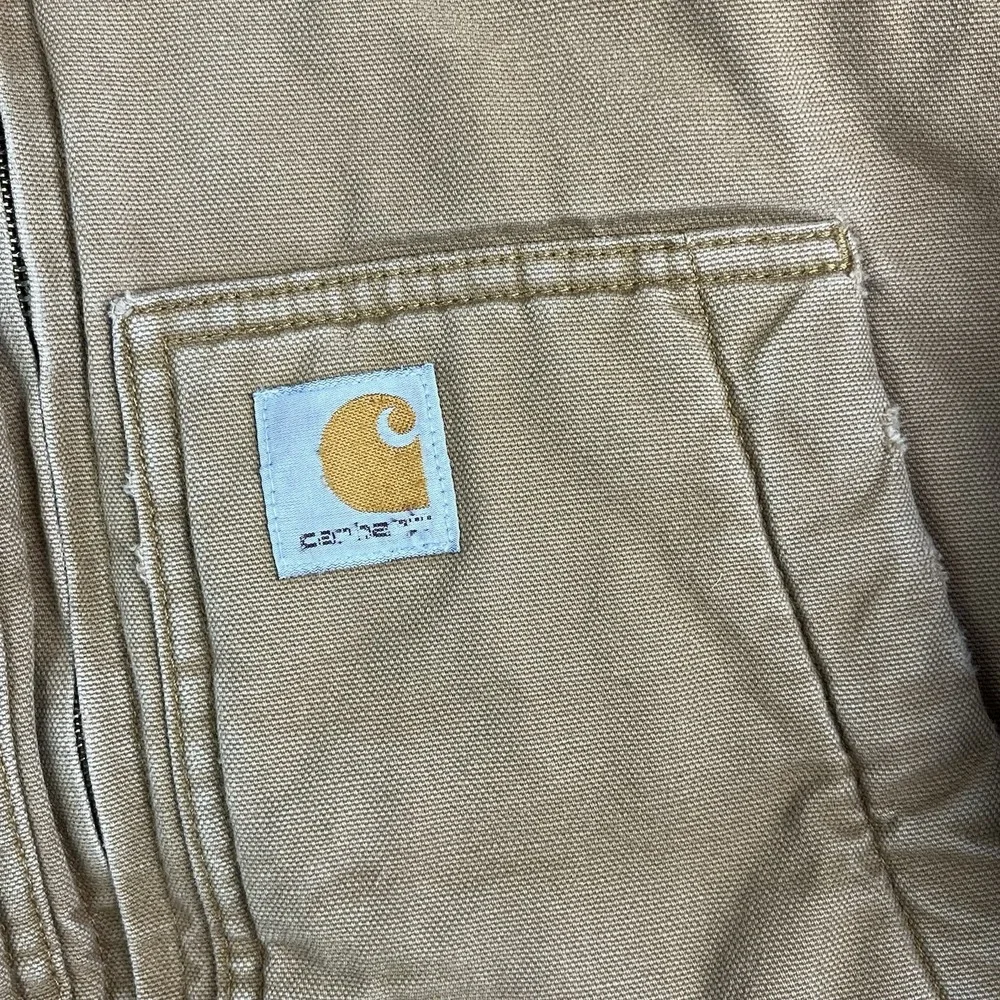 Carhartt‎ Canvas Quilted Lined Jacket Tan Brown Distressed Kids Small